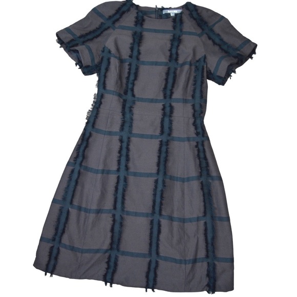 RALLIER Gabriella Mahogany Dress, Windowpane Fringe Design, Size 0 - Picture 2 of 11